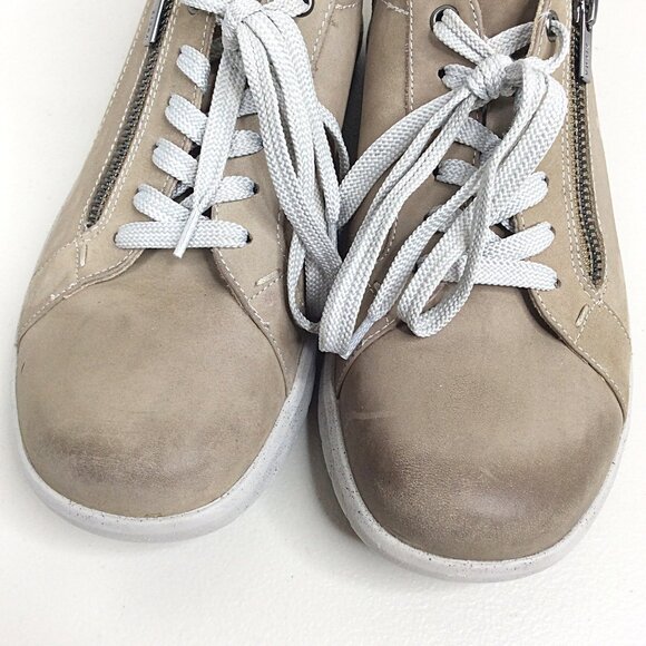 Ziera Solar Taupe Leather Comfort Sneaker Shoes Size 40 / 9.5 Zip Super Comfort - Picture 4 of 9